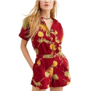 Free People Malibu Palm Leaf Romper NWOT XS